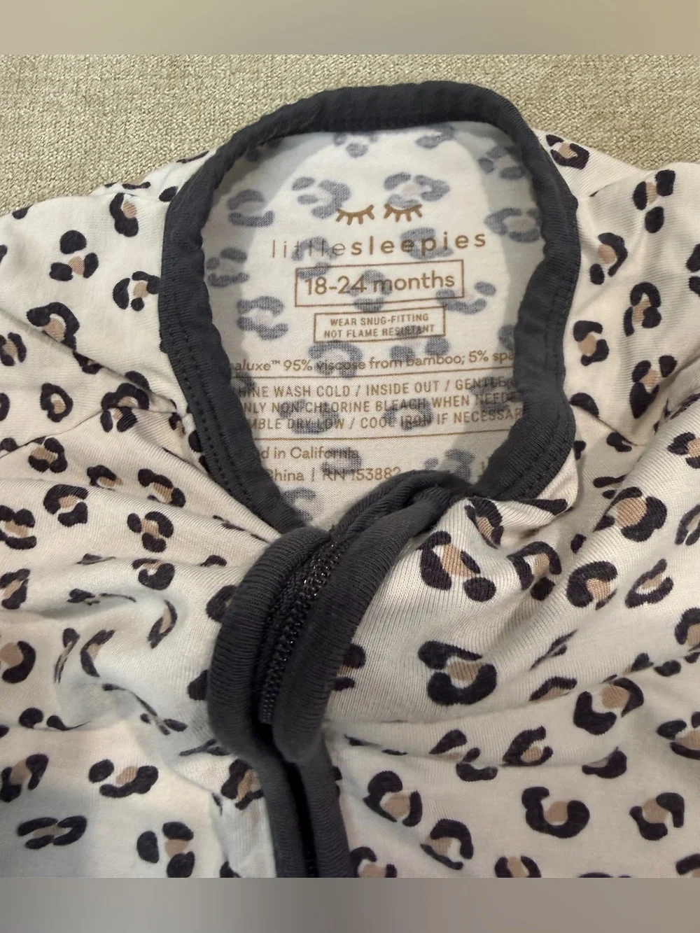 Little Sleepies Luxe Leopard Shorty Zippy 18-24 Months